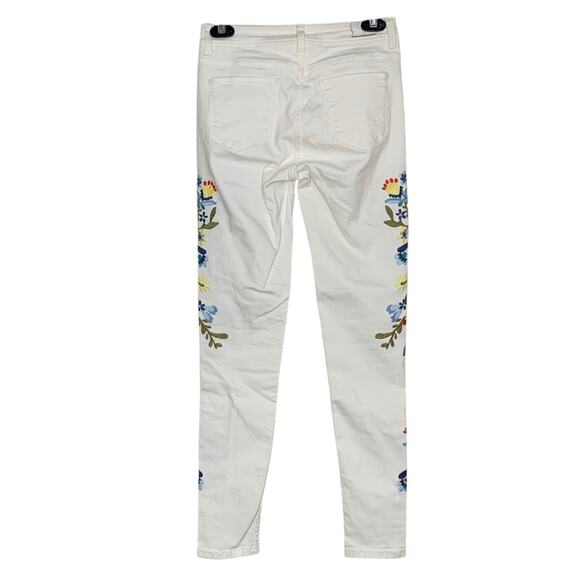 Zara Basic White Skinny Jeans with Floral Embroidery Size 2 - Picture 9 of 11